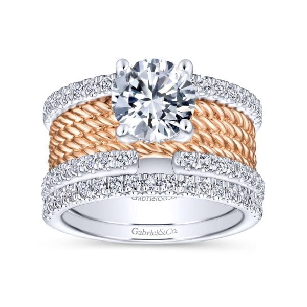 14K White-Rose Gold Round Diamond Engagement Ring - Image 4