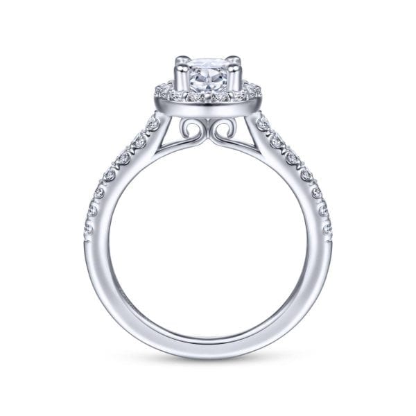 14K White Gold Oval Halo Diamond Engagement Ring / Center Diamond Sold Seperate - Image 2