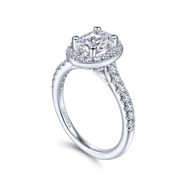 14K White Gold Oval Halo Diamond Engagement Ring / Center Diamond Sold Seperate - Image 3