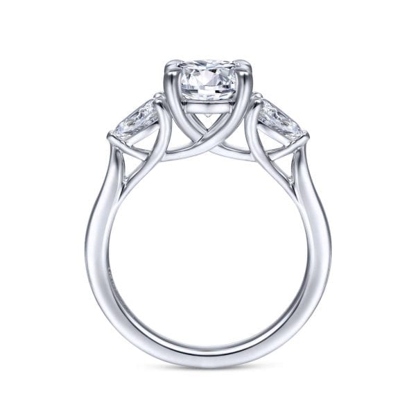 14K White Gold Round 3 Stone Diamond Engagement Ring - Image 3