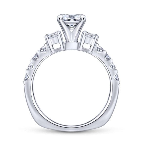 14K White Gold Princess Cut Three Stone Diamond Engagement Ring - Image 2