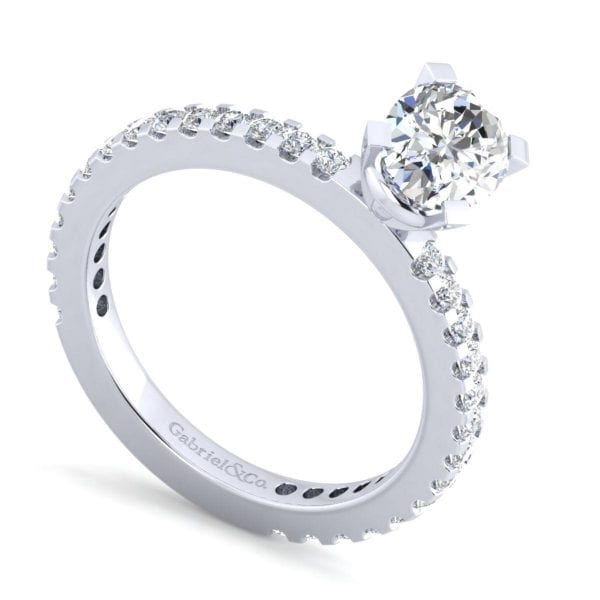 14K White Gold Oval Diamond Engagement Ring - Image 3