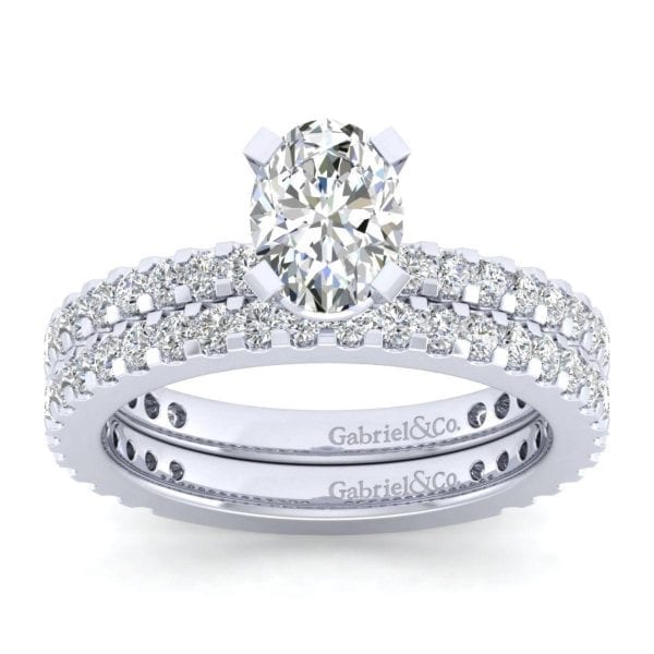 14K White Gold Oval Diamond Engagement Ring - Image 4