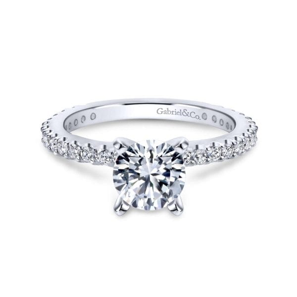 14K White Gold Round Diamond Engagement Ring