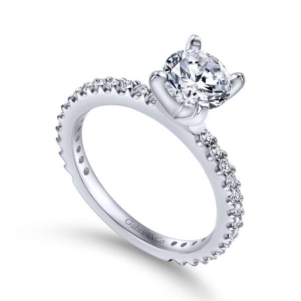 14K White Gold Round Diamond Engagement Ring - Image 3