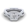 14K White Gold Emerald Halo Diamond Engagement Ring / Center Diamond Sold Seperate
