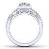 14K White Gold Emerald Halo Diamond Engagement Ring / Center Diamond Sold Seperate - Image 2