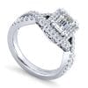 14K White Gold Emerald Halo Diamond Engagement Ring / Center Diamond Sold Seperate - Image 3