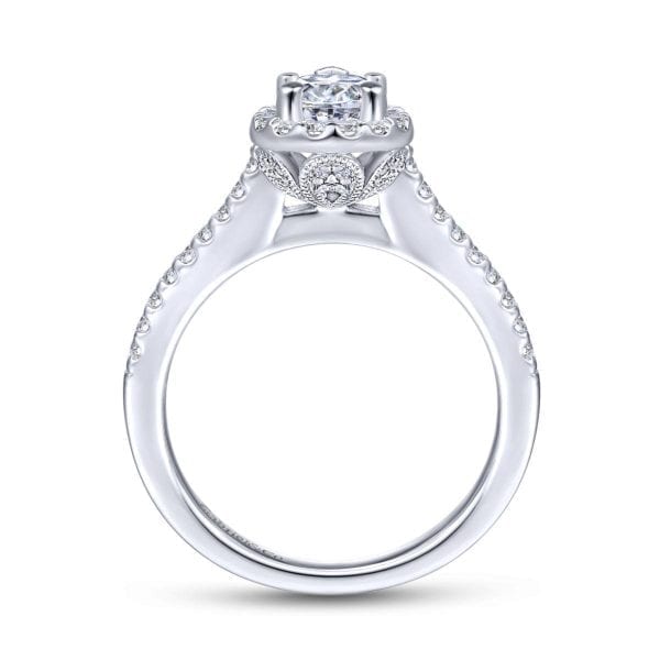 14K White Gold Pear Shape Halo Diamond Engagement Ring / Center Diamond Sold Seperate - Image 2