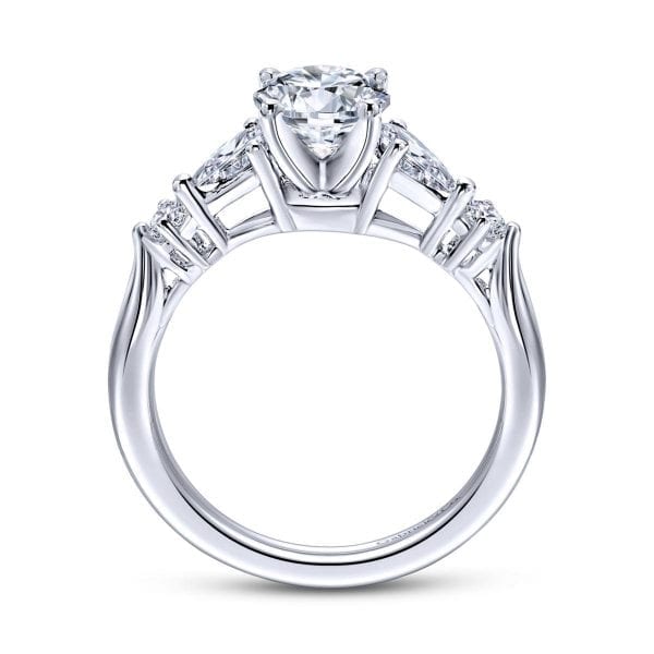 14K White Gold Round Three Stone Diamond Engagement Ring - Image 2