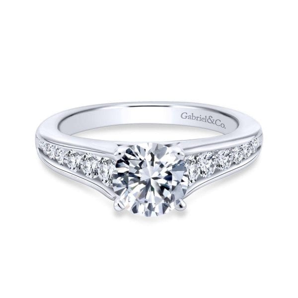 14K White Gold Round Diamond Engagement Ring