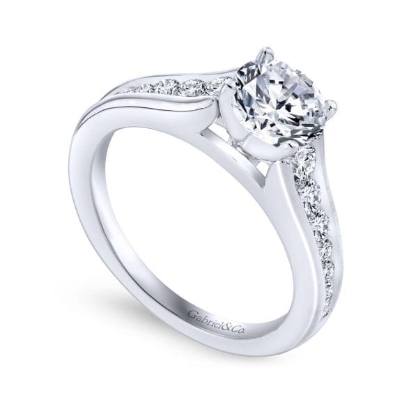 14K White Gold Round Diamond Engagement Ring - Image 3