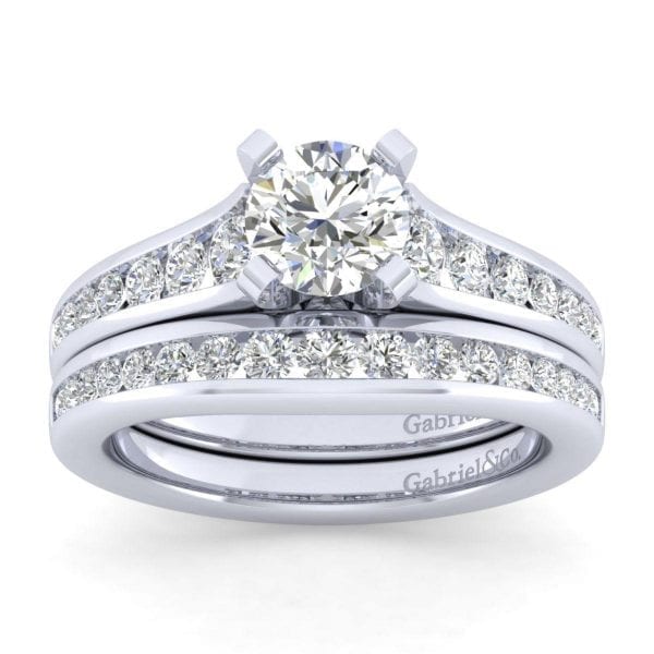 14K White Gold Round Diamond Engagement Ring - Image 4