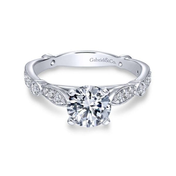 14K White Gold Round Diamond Engagement Ring