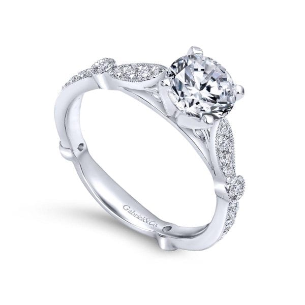 14K White Gold Round Diamond Engagement Ring - Image 3