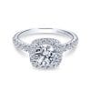 14K White Gold Cushion Halo Round Diamond Engagement Ring / Center Diamond Sold Seperately