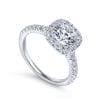 14K White Gold Cushion Halo Round Diamond Engagement Ring / Center Diamond Sold Seperately - Image 3