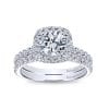 14K White Gold Cushion Halo Round Diamond Engagement Ring / Center Diamond Sold Seperately - Image 4