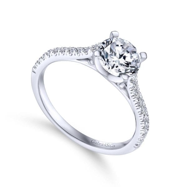 14K White Gold Round Diamond Engagement Ring - Image 3