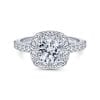 14K White Gold Cushion Halo Round Diamond Engagement Ring / Center Diamond Sold Seperately
