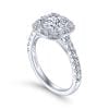 14K White Gold Cushion Halo Round Diamond Engagement Ring / Center Diamond Sold Seperately - Image 3