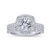 14K White Gold Cushion Halo Round Diamond Engagement Ring / Center Diamond Sold Seperately - Image 4