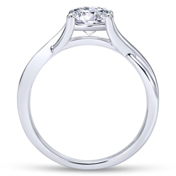 14K White Gold Round Twisted Diamond Engagement Ring - Image 2