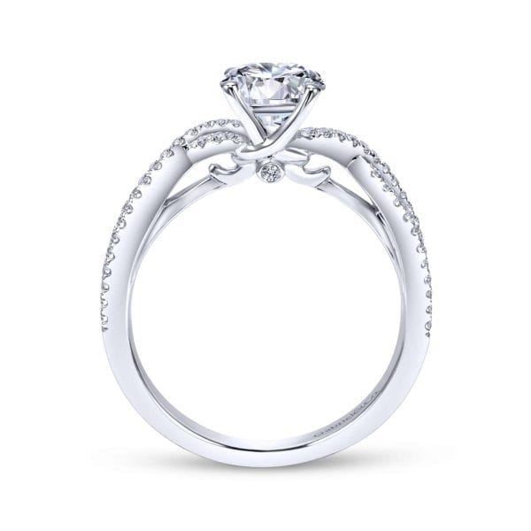 14K White Gold Round Twisted Diamond Engagement Ring - Image 2