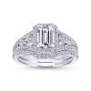 Vintage 14K White Gold Emerald Halo Diamond Engagement Ring / Center Diamond Sold Seperate - Image 4