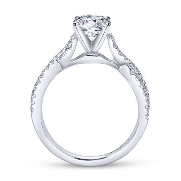 14K White Gold Round Twisted Diamond Engagement Ring - Image 2