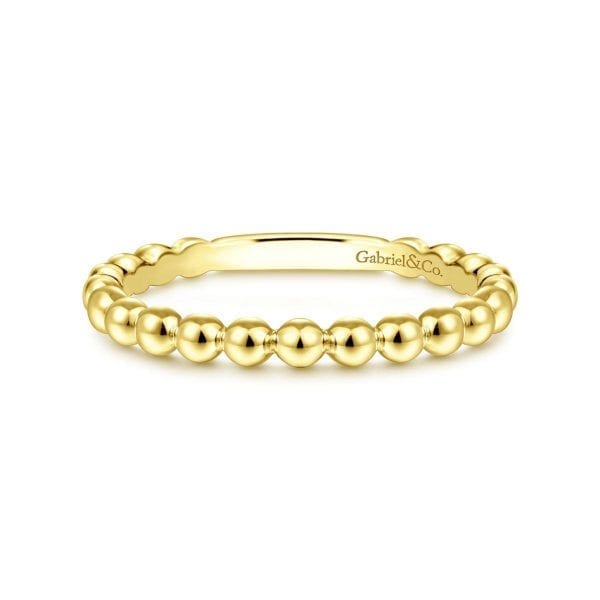 14K Yellow Gold Beaded Stackable Ring