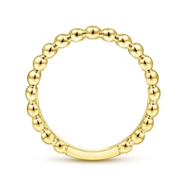 14K Yellow Gold Beaded Stackable Ring - Image 2