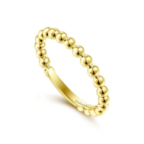 14K Yellow Gold Beaded Stackable Ring - Image 3