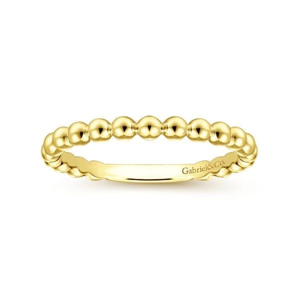 14K Yellow Gold Beaded Stackable Ring - Image 4