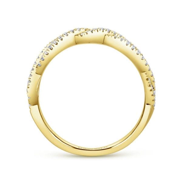 14K Yellow Gold Twisted Diamond Stackable Ring - Image 2