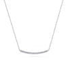 14k White Gold Curved Diamond Bar Fashion Necklace
