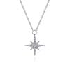 14K White Gold Diamond Starburst Pendant Necklace