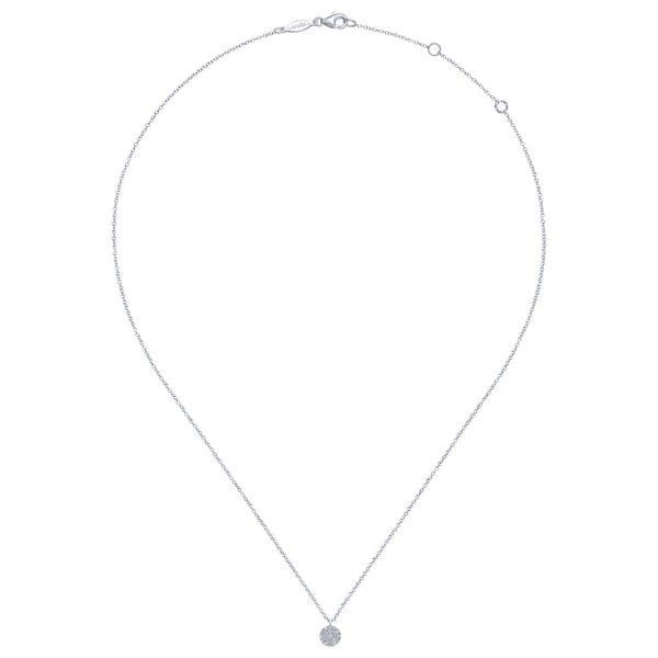 14k White Gold Round Pave Diamond Fashion Necklace - Image 2