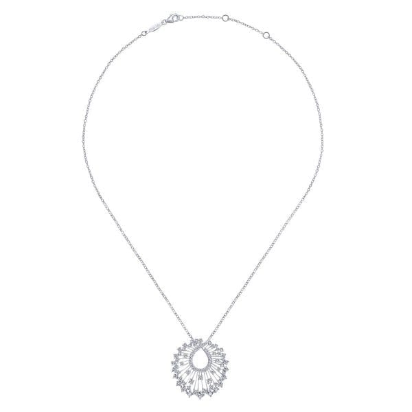 18k White Gold Waterfall Swirl Diamond Necklace - Image 2