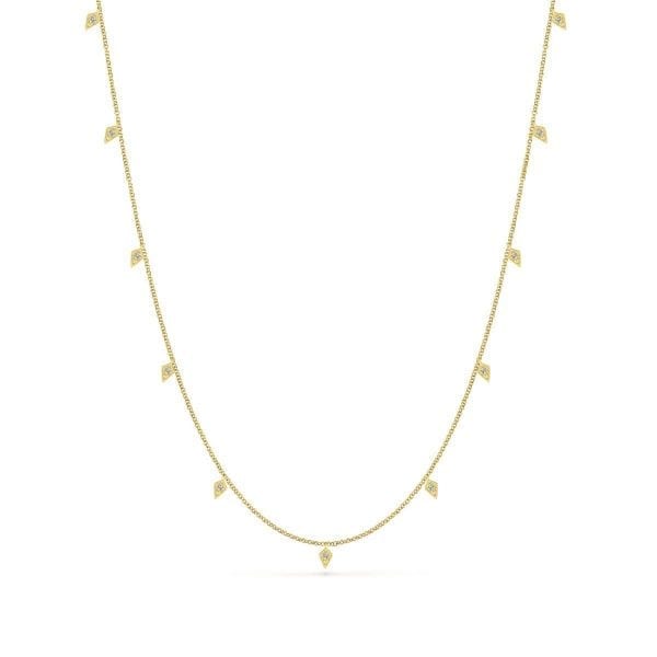 32inch 14K Yellow Gold Diamond Station Necklace