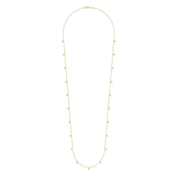 32inch 14K Yellow Gold Diamond Station Necklace - Image 2