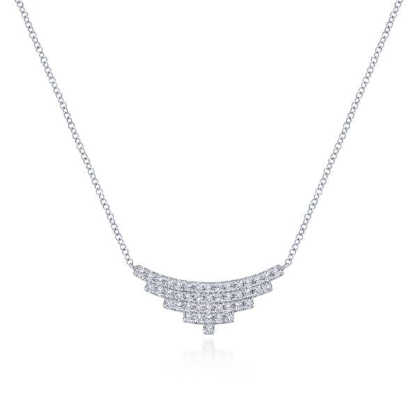 14K White Gold Art Moderne Triangle Necklace