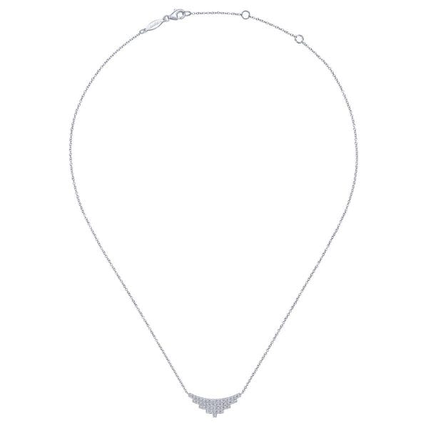 14K White Gold Art Moderne Triangle Necklace - Image 2