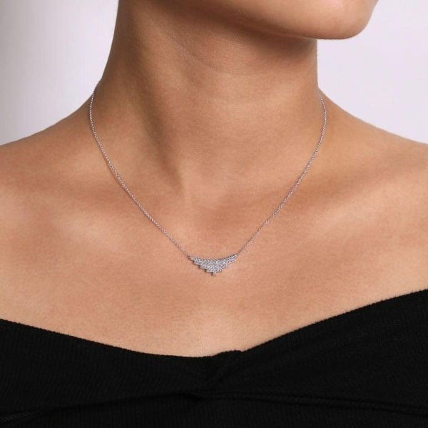 14K White Gold Art Moderne Triangle Necklace - Image 3