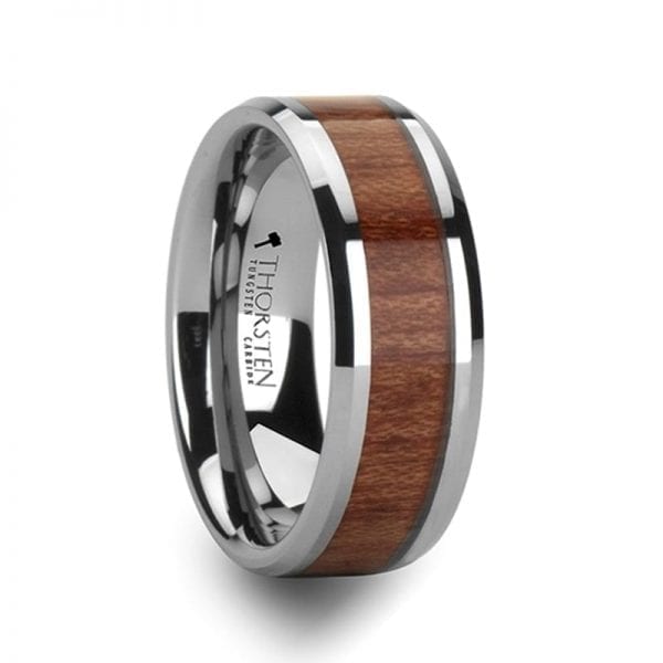 KODIAK Beveled Tungsten Carbide Ring with Rosewood Inlay