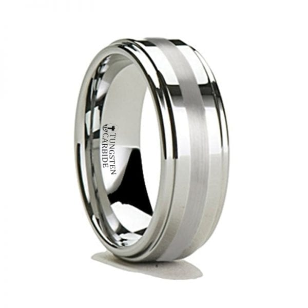 ODIN Raised Center Tungsten Carbide Ring with Platinum Inlay