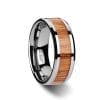 VERMILLION Red Oak Wood Inlaid Tungsten Carbide Ring with Bevels