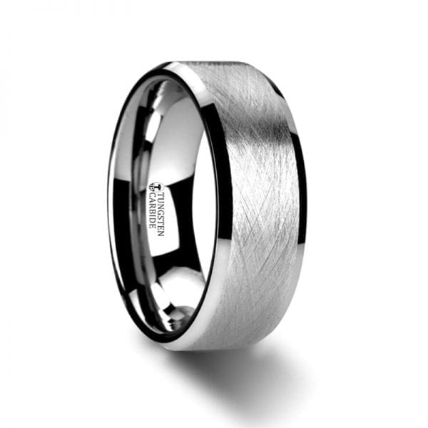 THORNE Flat Tungsten Carbide Ring with Wire Brushed Finish