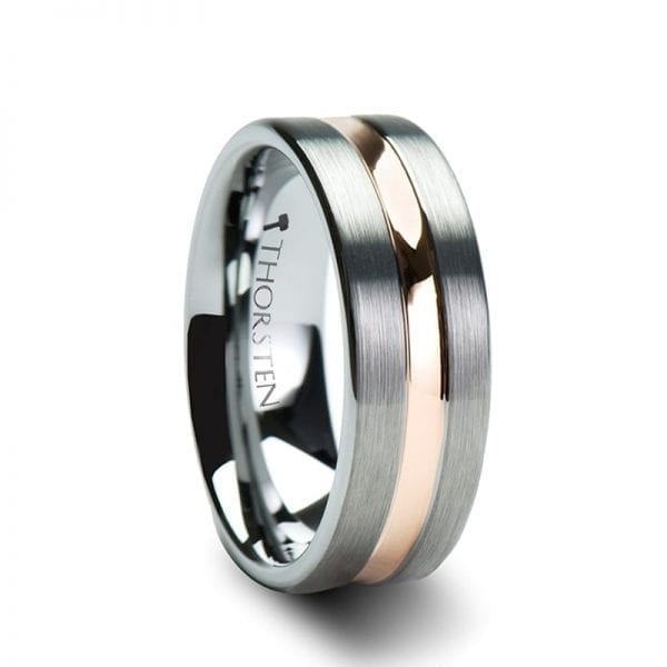 ZEUS Pipe Cut Brush Finished Tungsten Carbide Ring
