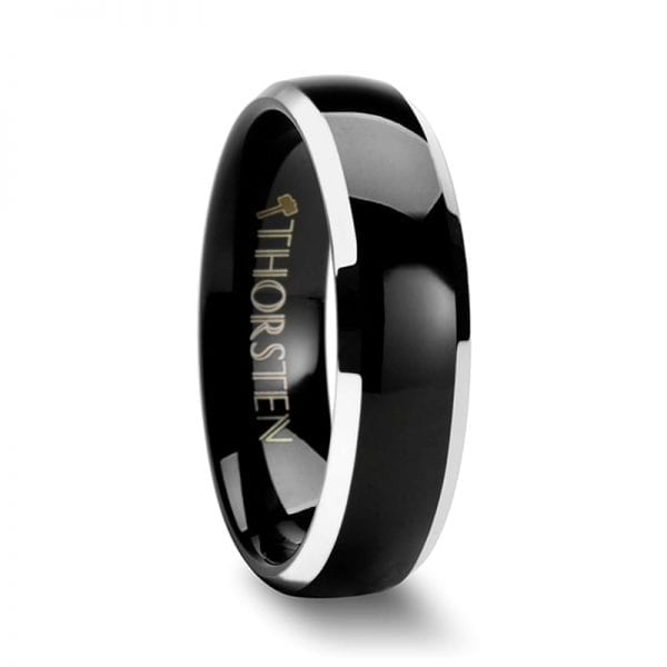 MASERATI Rounded Black Tungsten Band with Polished Beveled Edges